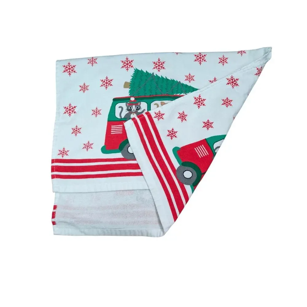 Casaba VW Bus Van Christmas Cat Holiday Towel